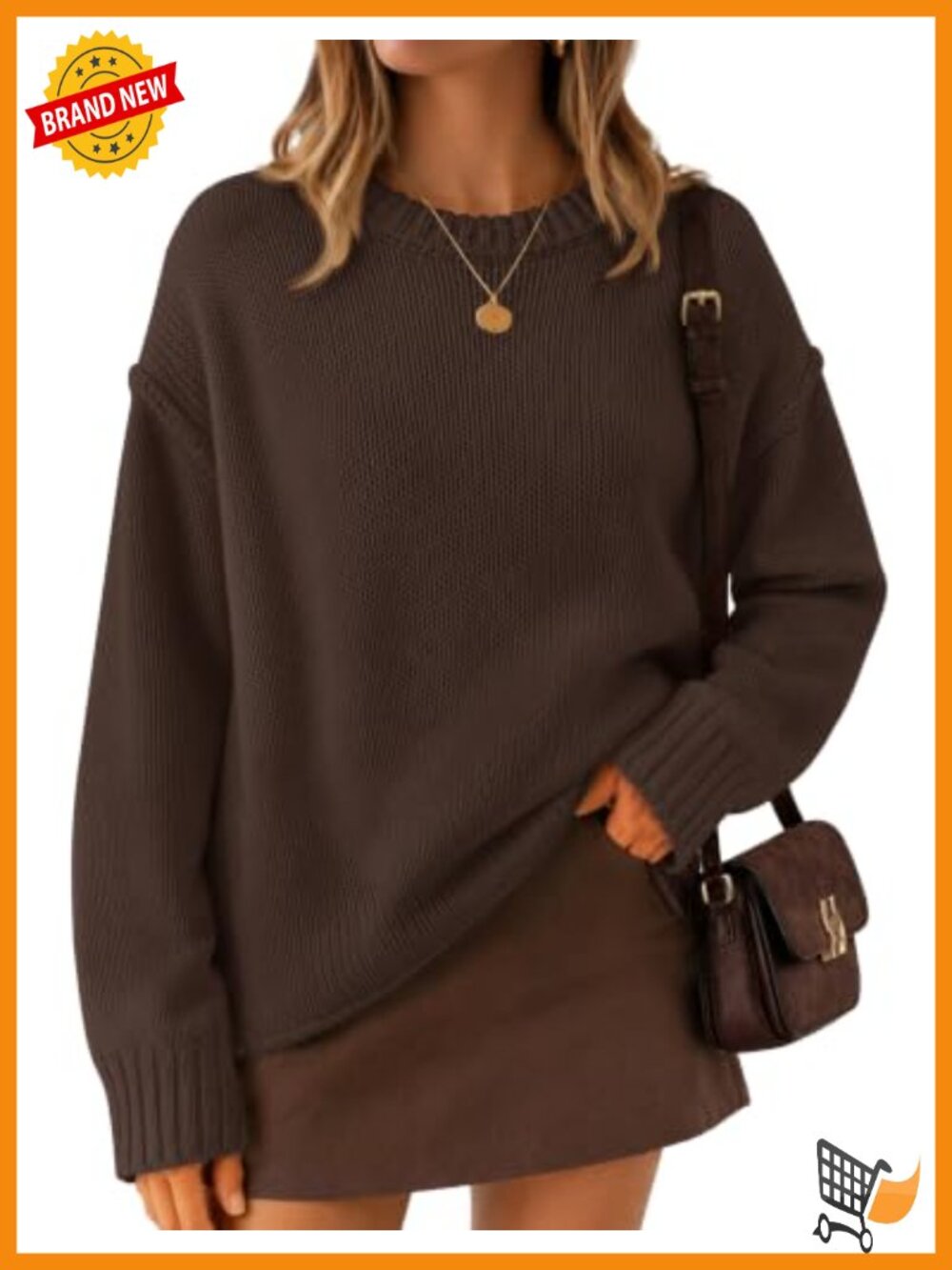 Womens Long Sleeve Crewneck Oversized Chunky Sweater Pullover